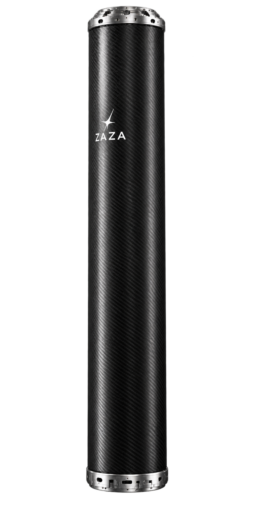 ZAZA CELL closed carbon-fiber exterior with stainless-steel collars